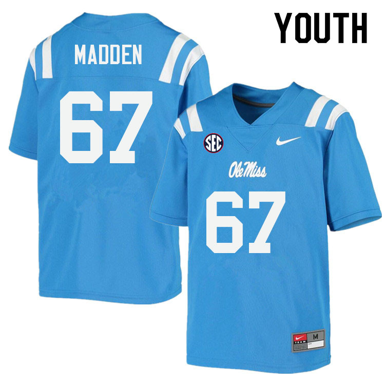 Youth #67 Aidan Madden Ole Miss Rebels College Football Jerseys Sale-Power Blue